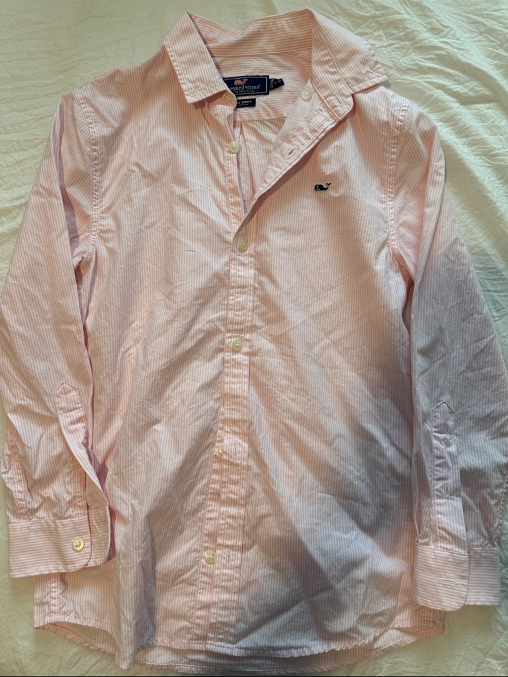 Vineyard Vines Youth 8-10 Light Pink Striped Button-Down Shirt